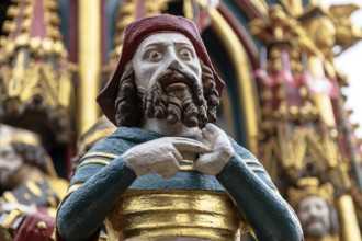 Close-up of the beautiful fountain with its many ornate details