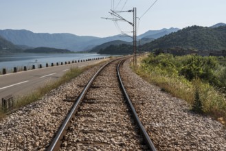 Road and railroad through the Skadar Lake