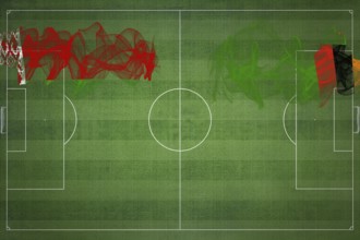 Belarus vs Zambia Soccer Match, national colors, national flags, soccer field, football game,
