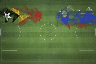East Timor vs Slovenia Soccer Match, national colors, national flags, soccer field, football game,