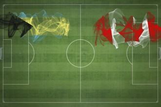 Bahamas vs Canada Soccer Match, national colors, national flags, soccer field, football game,