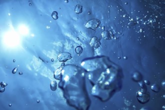 Underwater Bubbles Sunlight, Underwater background Bubbles Water Surface