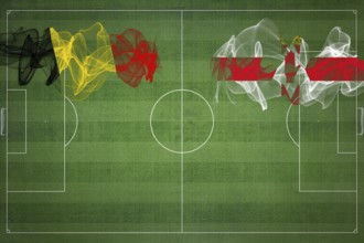 Belgium vs Northern Ireland Soccer Match, national colors, national flags, soccer field, football