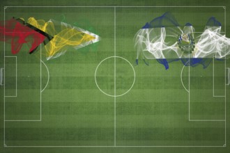 Guyana vs El Salvador Soccer Match, national colors, national flags, soccer field, football game,