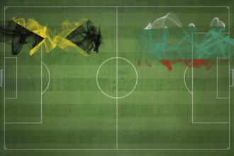Jamaica vs Bulgaria Soccer Match, national colors, national flags, soccer field, football game,