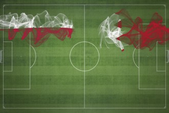Poland vs Bahrain Soccer Match, national colors, national flags, soccer field, football game,