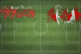 Oman vs Canada Soccer Match, national colors, national flags, soccer field, football game,