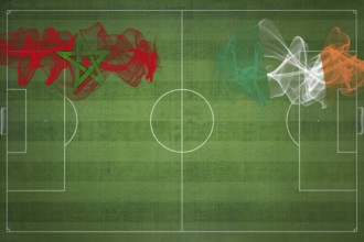 Morocco vs Ireland Soccer Match, national colors, national flags, soccer field, football game,