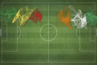 Republic of the Congo vs Ivory Coast Soccer Match, national colors, national flags, soccer field,