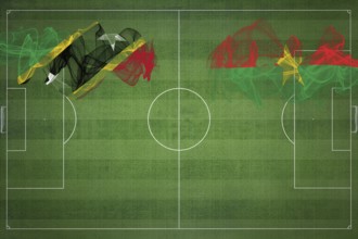 Saint Kitts and Nevis vs Burkina Faso Soccer Match, national colors, national flags, soccer field,