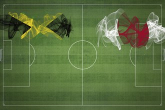 Jamaica vs Japan Soccer Match, national colors, national flags, soccer field, football game,