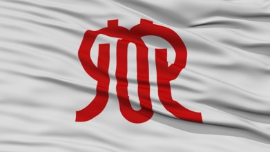 Closeup Kanagawa Japan Prefecture Flag, Waving in the Wind, High Resolution
