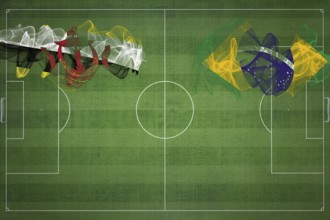 Brunei vs Brazil Soccer Match, national colors, national flags, soccer field, football game,