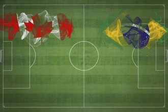 Canada vs Brazil Soccer Match, national colors, national flags, soccer field, football game,