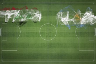 Iraq vs Argentina Soccer Match, national colors, national flags, soccer field, football game,