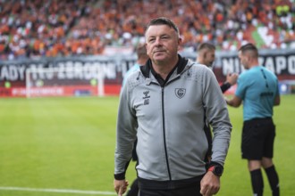 LUBIN, POLAND - AUGUST 31, 2024: Football match Polish PKO Ekstraklasa between KGHM Zaglebie Lubin