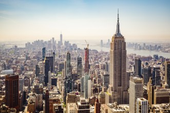 Aerial view of the Empire State Building and cityscape of New York, US