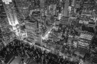 Rockefeller Center Observation Deck of the people and the night view. Shooting Location: New York,