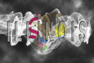 Illinois Flag with Starry Background Smoke Effect