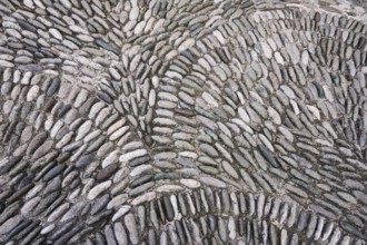 Pattern of pebble paving on the Stari Most bridge, Old Town of Mostar, Bosnia-Herzegovina
