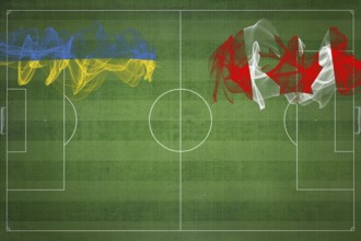 Ukraine vs Canada Soccer Match, national colors, national flags, soccer field, football game,