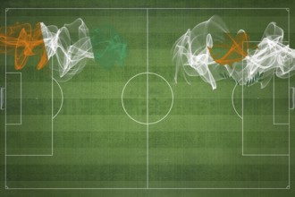 Ivory Coast vs Cyprus Soccer Match, national colors, national flags, soccer field, football game,