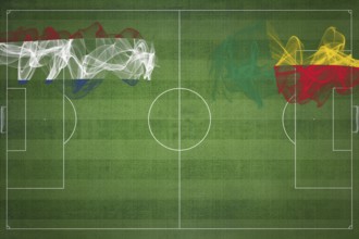 Netherlands vs Benin Soccer Match, national colors, national flags, soccer field, football game,