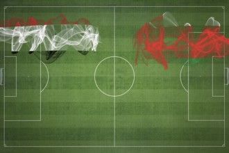 Yemen vs Oman Soccer Match, national colors, national flags, soccer field, football game,