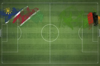 Namibia vs Zambia Soccer Match, national colors, national flags, soccer field, football game,