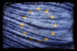 European Union Flag, Grunge Texture Background