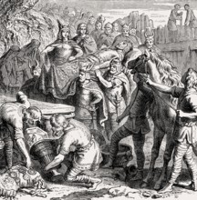 The burial of Alaric I, King of the Visigoths, in the bed of the Busento River, 410 AD