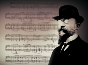 Erik Satie, 1866 – 1925, a French composer and pianist, notesheet for Deuxième Sarabande, digitally
