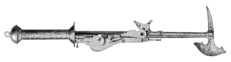 A flintlock axe pistol, 16th century