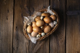 Fresh eggs straight from the farm in a basket