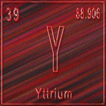 Yttrium chemical element, Sign with atomic number and atomic weight, Periodic Table Element