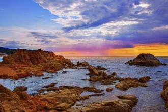 Lloret de Mar beach sunrise in costa Brava of Catalonia spain