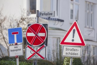 Various traffic signs, Schilderwald, Bremen, Germany