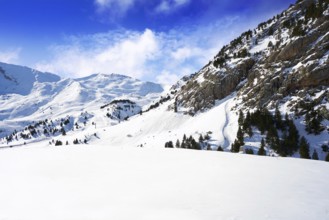 Cerler sky area in Pyrenees of Huesca at Spain