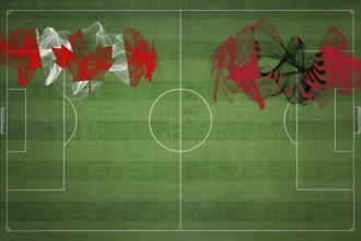 Canada vs Albania Soccer Match, national colors, national flags, soccer field, football game,