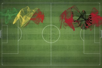 Republic of the Congo vs Albania Soccer Match, national colors, national flags, soccer field,