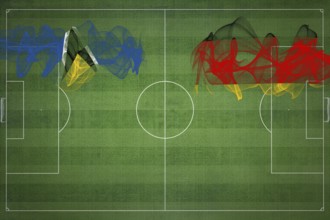 Saint Lucia vs Germany Soccer Match, national colors, national flags, soccer field, football game,