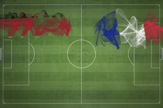 Malawi vs France Soccer Match, national colors, national flags, soccer field, football game,