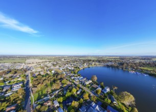 NAGAMBIE, AUSTRALIA, SEPTEMBER 25 2023: Late spring afternoon aerial views of Nagambie township and