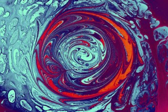 Beautiful abstract art of Ebru marbling painting techniques on water with acrylic paints