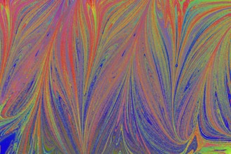Beautiful abstract art of Ebru marbling painting techniques on water with acrylic paints