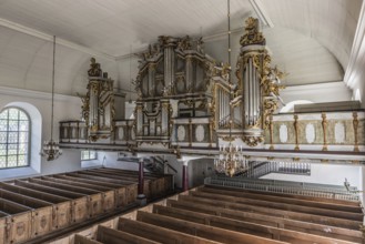 Lovstabruck, Osterlovsta, Sweden, 7 31 2019- Interior design of the evangelic church