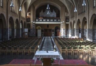 Jette, Brussels Capital Region, Belgium, 10 10 2019 Modern Gothic interior design of the Our Lady