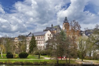View of Wetzlar old town with cathedral, Germany