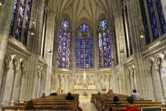 Saint Patrick's Old Cathedral or Old St. Patrick's, Lower Manhattan, Gothic nave with high windows,