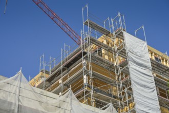 Scaffolding, construction site, housing construction, Eisenbahnstraße, Kaiserslautern,